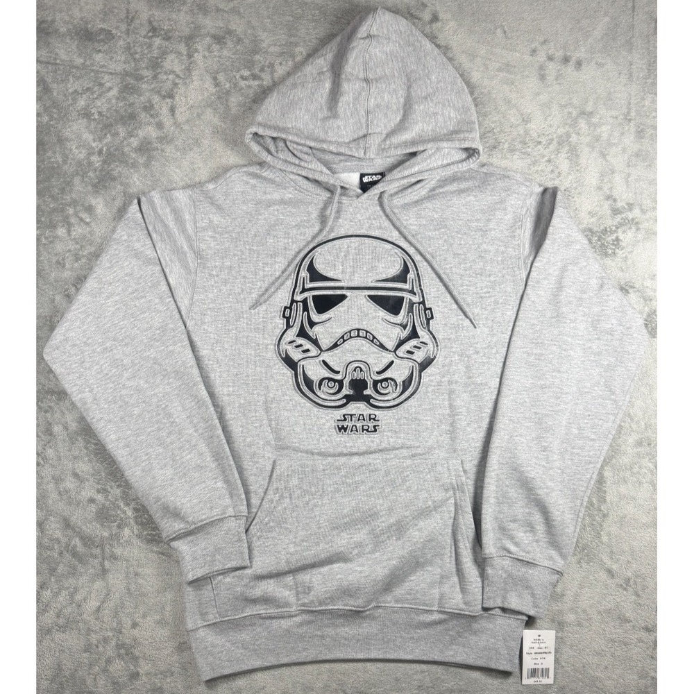 Star Wars Stormtrooper Raised Graphic‎ Hoodie Mens Size S Heather Grey NWT
